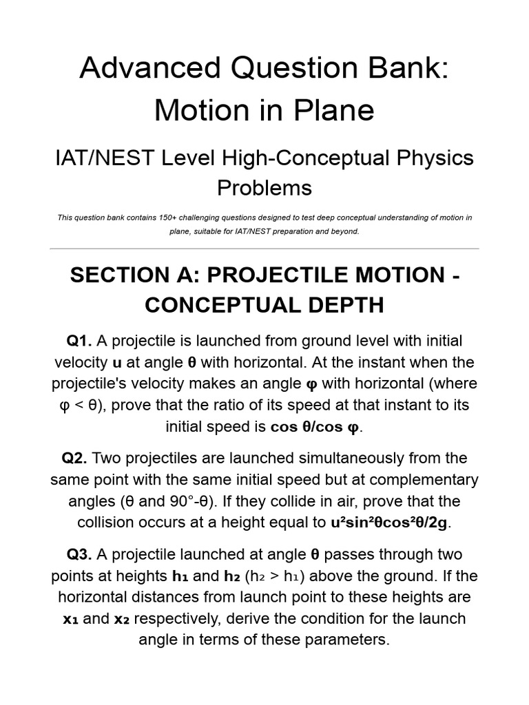 Advanced Projectile Motion Problems | PDF | Acceleration | Rotation ...
