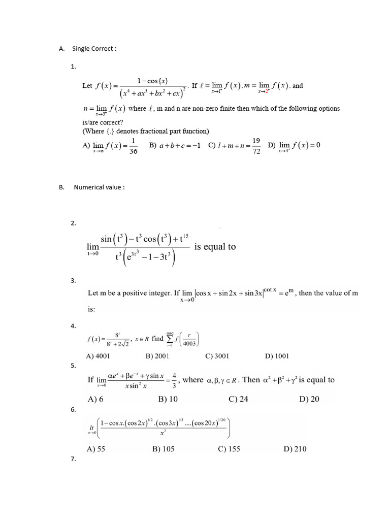 Function and Limits Dpp-2 Very Tough Problems | PDF