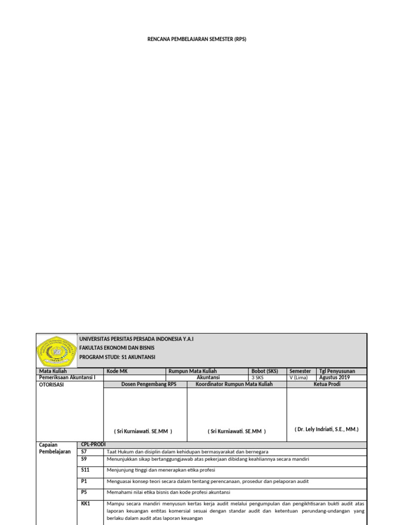 219 - 20250923084858 - RPS Pemeriksaan Akuntansi I (Terbaru) | PDF