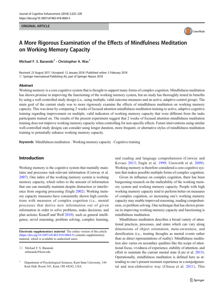 A More Rigorous Examination of The Effects of Mindfulness Meditation On ...