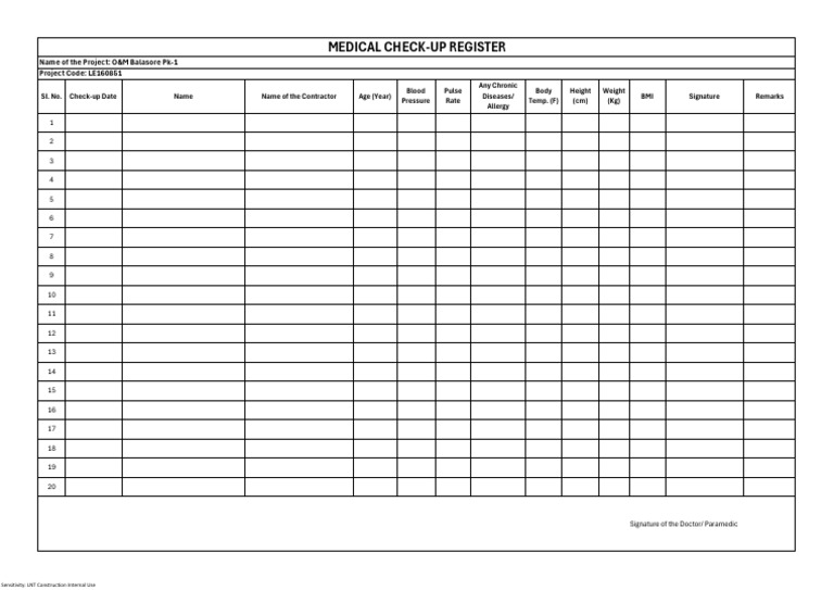 Medical Check-Up Register | PDF