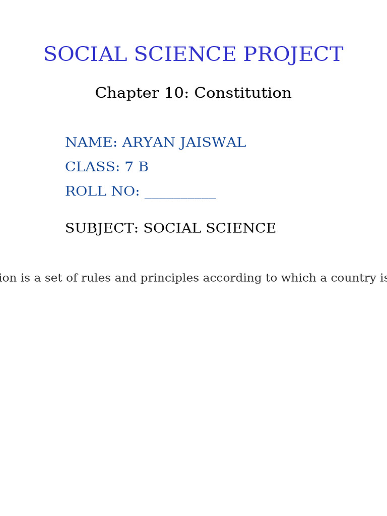 Social Science Project Title Page | PDF