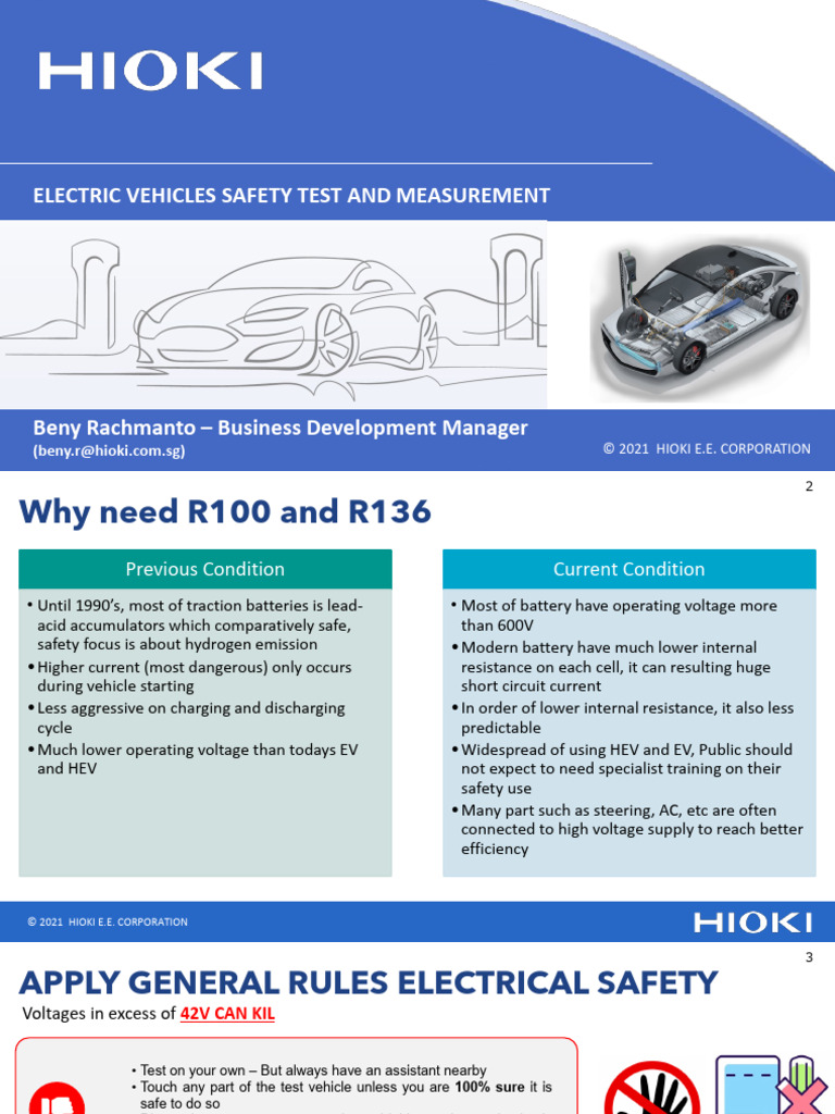 HIOKI EV Safety - For Seminar ITB | PDF | High Voltage | Battery Charger