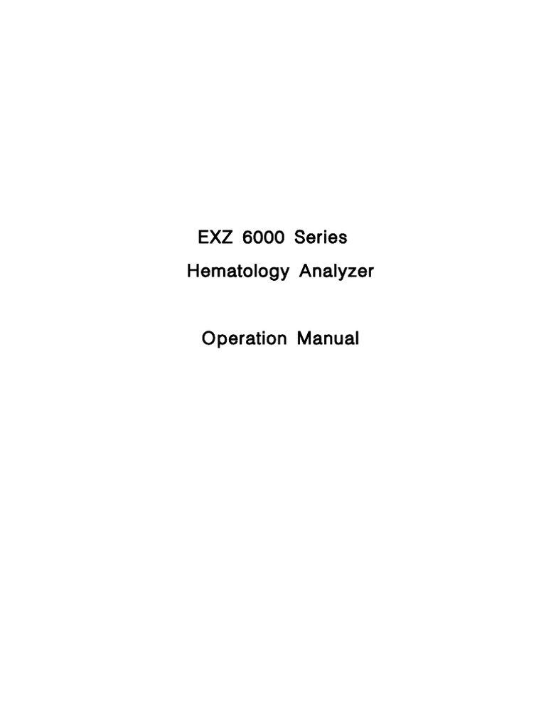 EXZ 6000 Hematology Analyzer Manual | PDF | White Blood Cell | Hertz