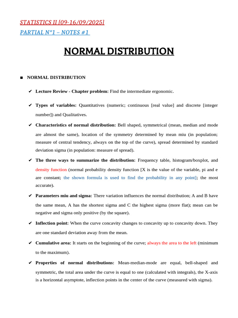 Normal Distribution Overview and Exercises | PDF | Standard Deviation ...