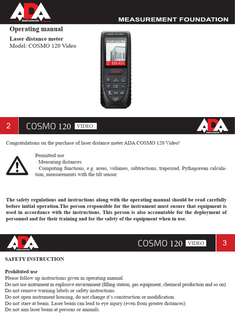 COSMO 120 Video Laser Distance Meter Guide | PDF