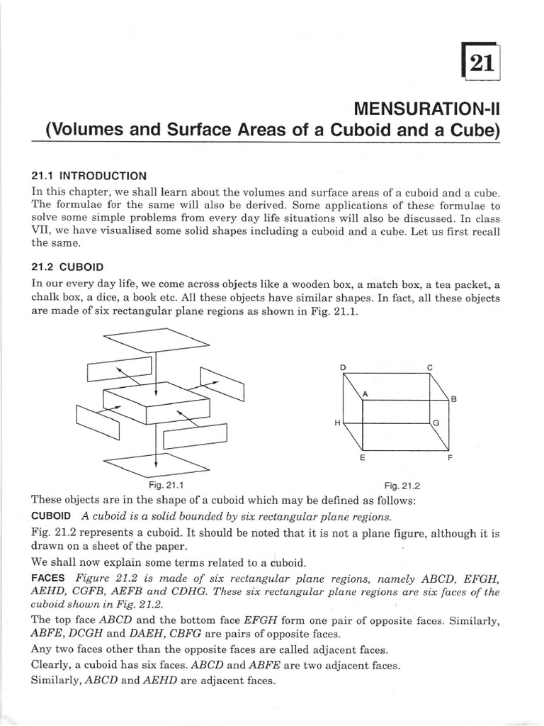 MENSURATION-2 (Volumes and Surface Areas of A Cuboid and A Cube) | PDF ...