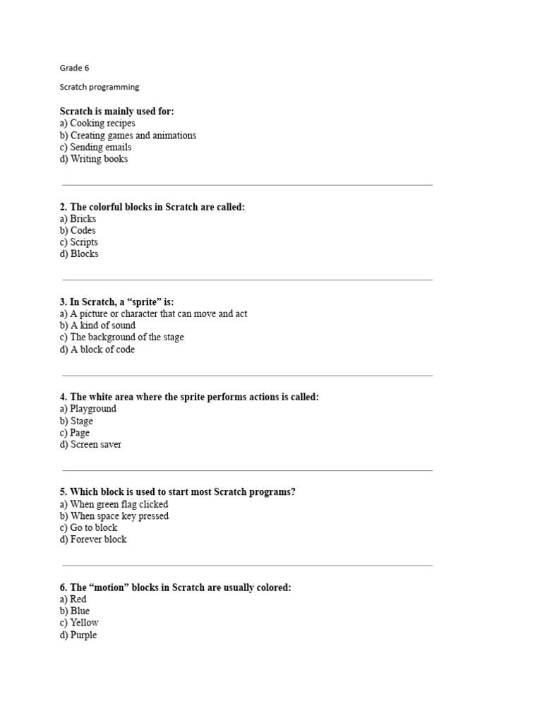 Scratch Programming Basics for Class 6 | PDF | Scratch (Programming ...