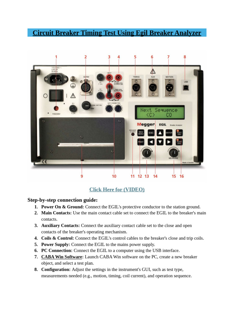 Egil Circuit Breaker Timing Test Guide | PDF