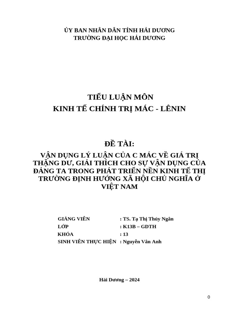 Vân Nguyễn I KTCT Mac Lenin | PDF