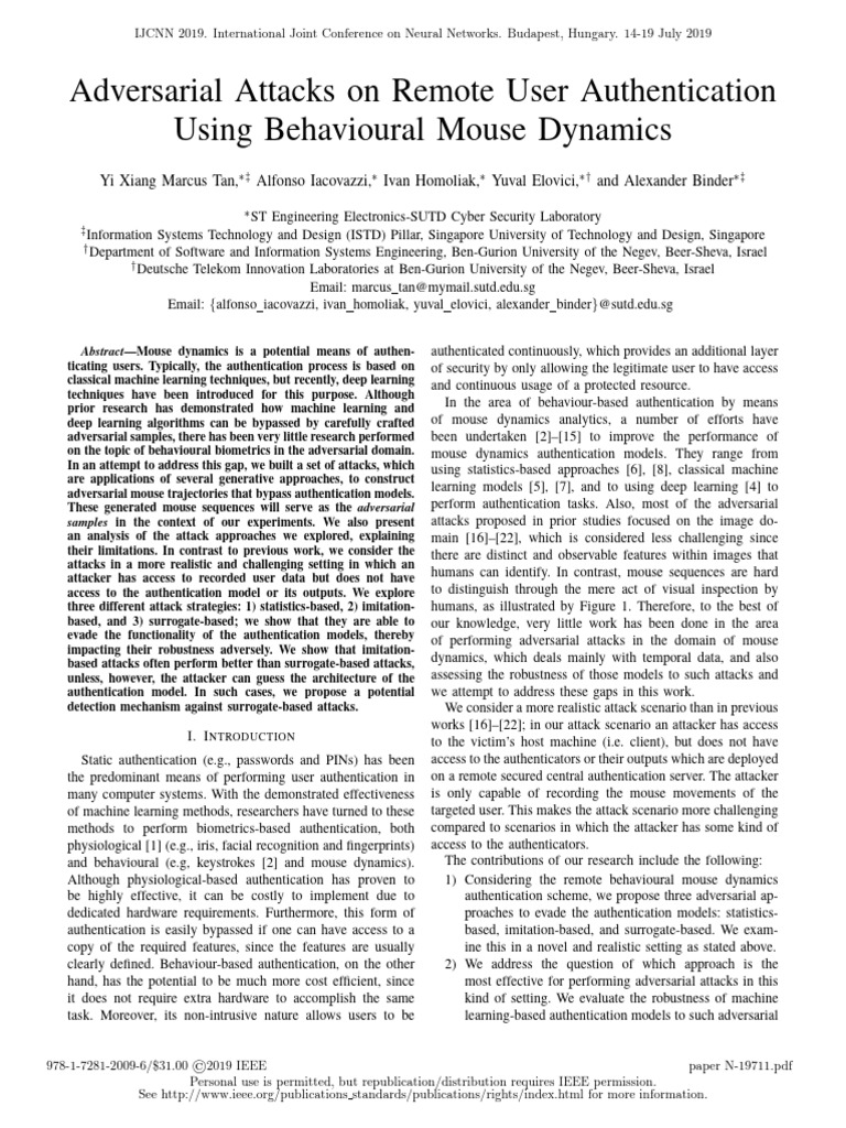 Adversarial Attacks on Mouse Dynamics | PDF | Deep Learning | Support ...