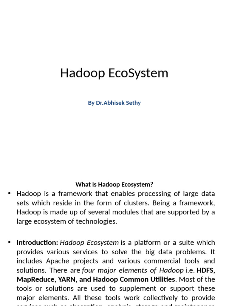 Understanding the Hadoop Ecosystem | PDF | Apache Hadoop | Apache Spark