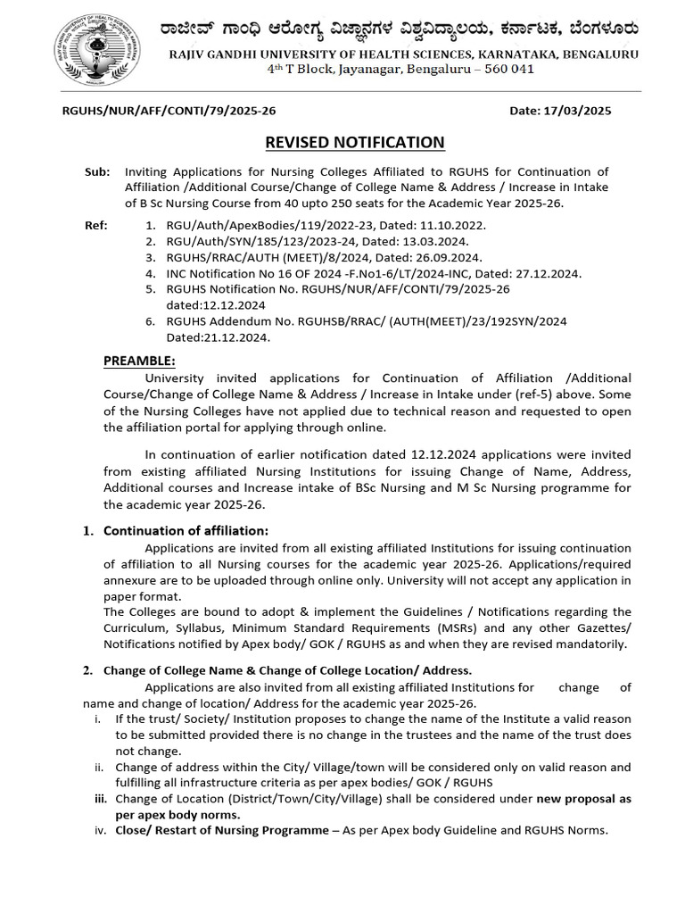 Revised Notification 17.03.2025 | PDF | Intensive Care Unit | Nursing