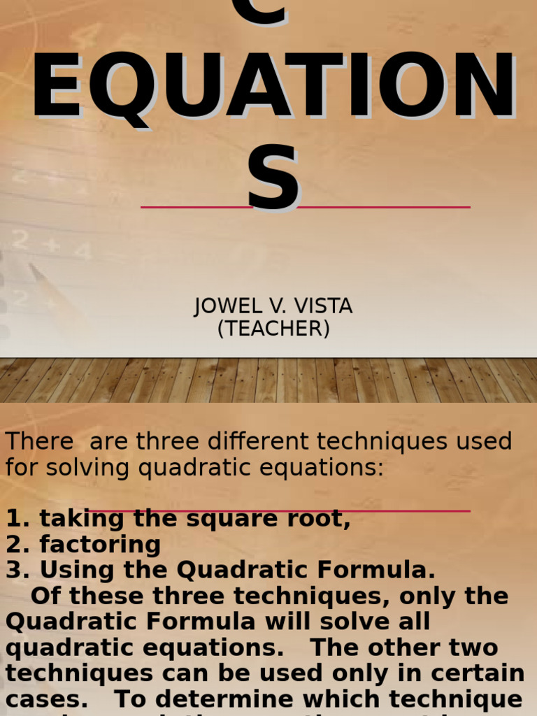 G9 Math Q1 - Week 1 Intro of Quadratic Equation | PDF | Quadratic ...