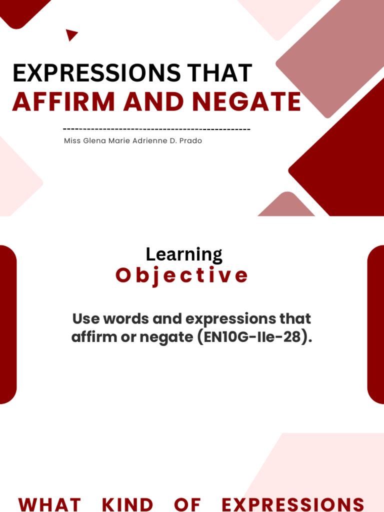 Affirmative and Negative Expressions in Writing | PDF | Homework | Essays