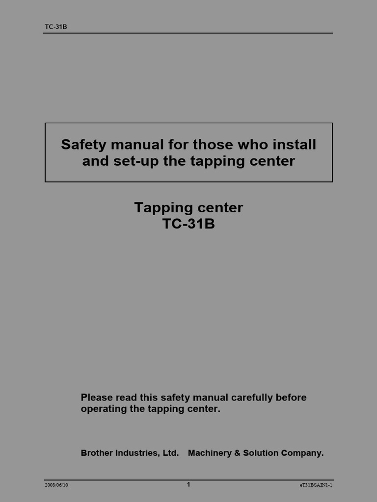 TC-31B Tapping Center Safety Manual | PDF | Machining
