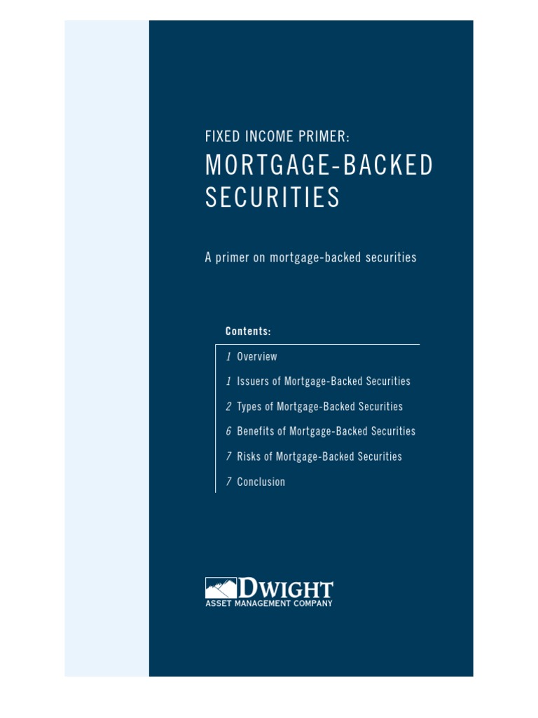 Mortgage Backed Securities Primer PDF Mortgage Backed Security