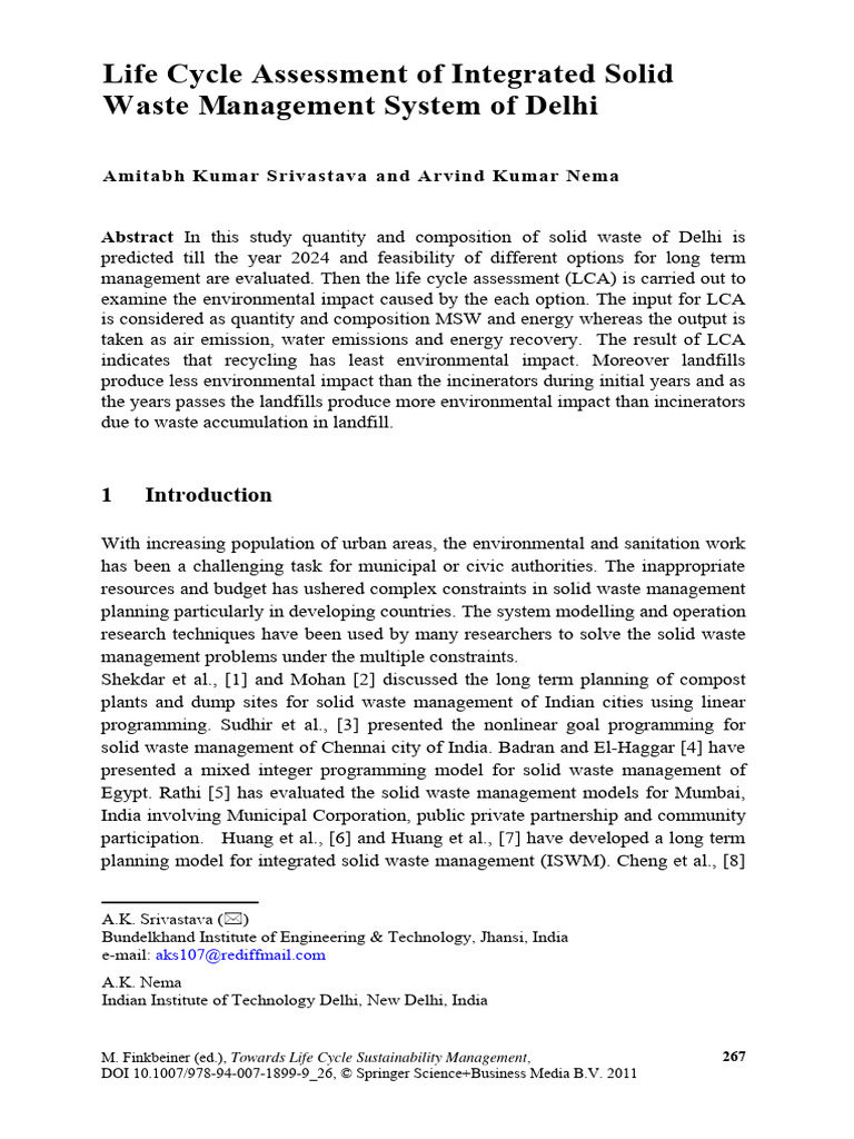 LCA of Delhi's Solid Waste Management | PDF | Life Cycle Assessment | Waste