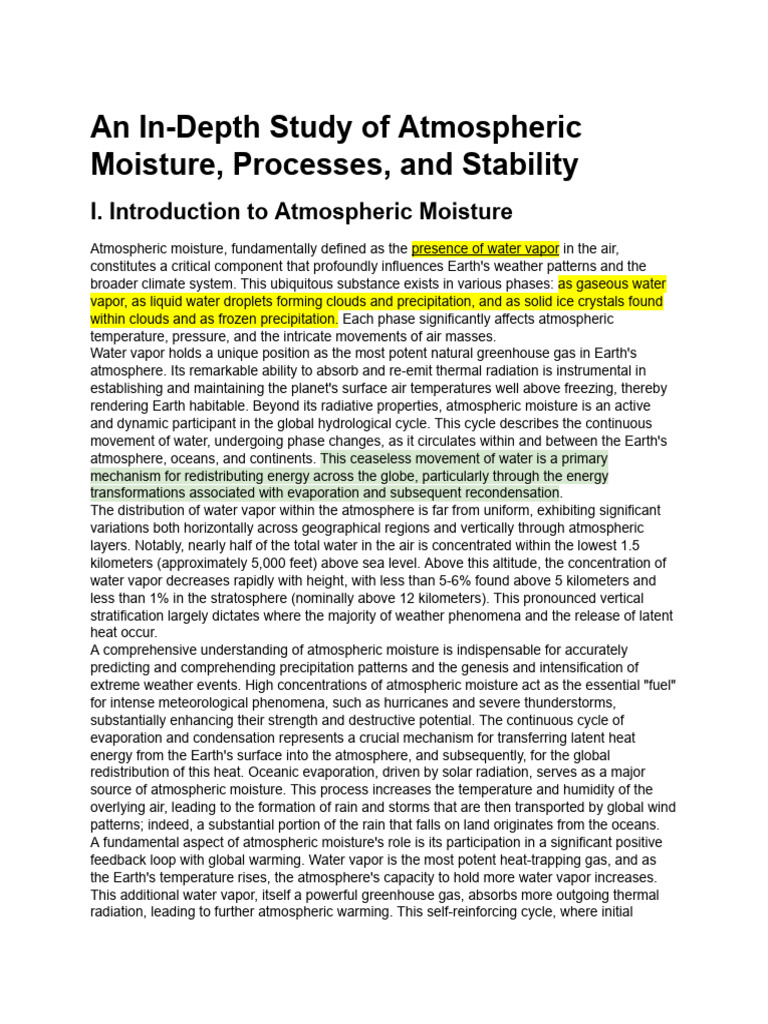Atmospheric Moisture and Weather Dynamics | PDF | Fog | Humidity