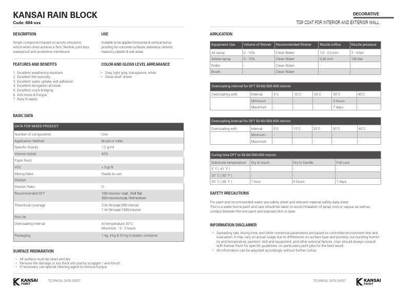 Kansai Rain Block Waterproof Membrane | PDF | Building Materials ...