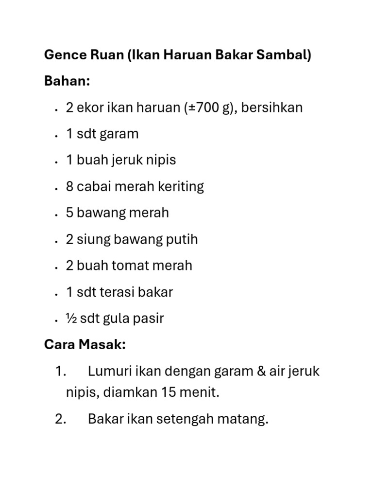 Gence Ruan Ikan Haruan Bakar | PDF