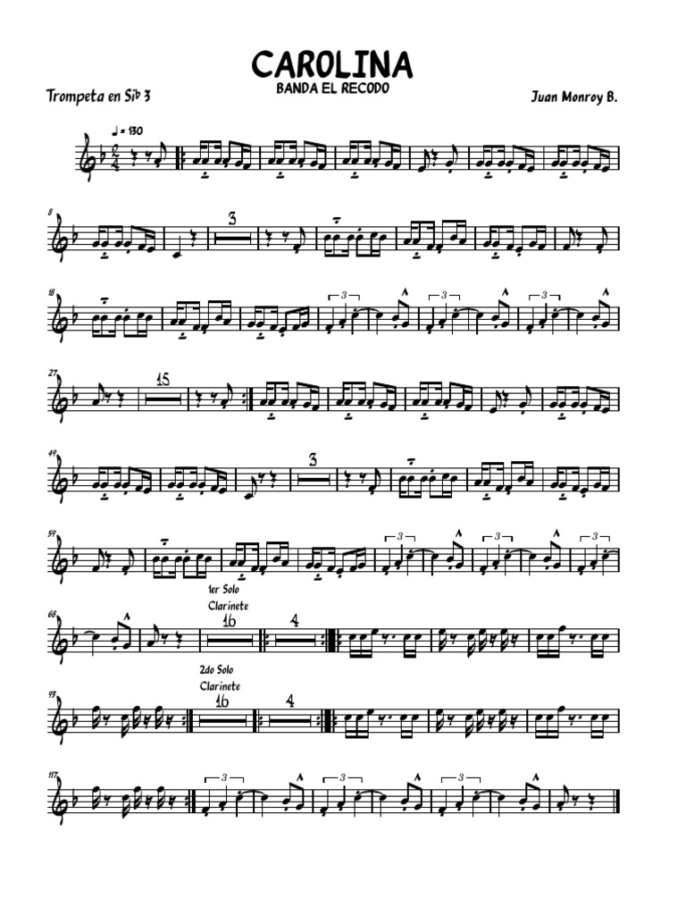 BANDA EL RECODO: Carolina Sheet Music | PDF