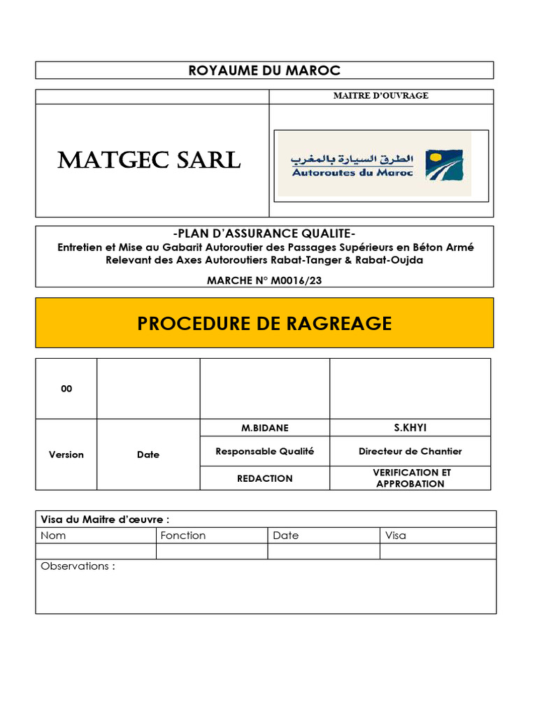 Procédure de Ragréage Béton Armé Maroc | PDF | Béton | Secteur ...