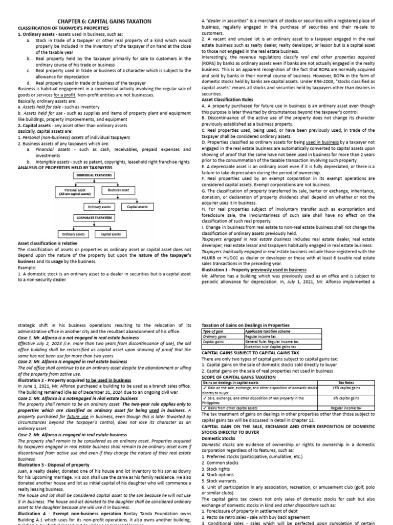 Capital Gains Tax and Asset Classification | PDF | Capital Gains Tax ...