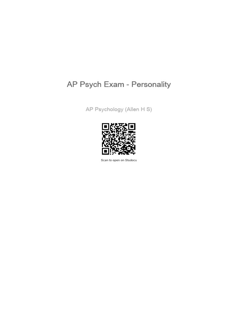 AP Psych Ch10 Exam Personality | PDF | Extraversion And Introversion ...