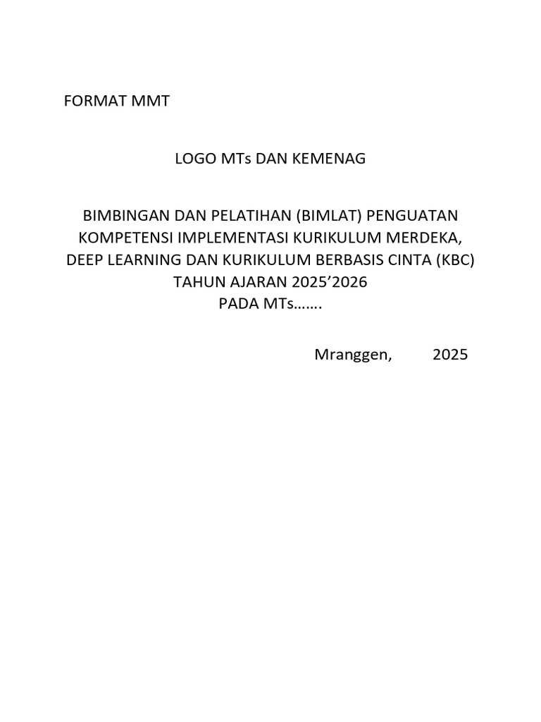 Pelatihan Kurikulum Merdeka MTs 2025 | PDF