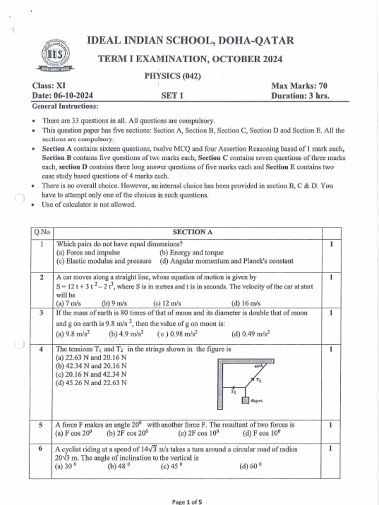 Class 11 Physics Term 1 | PDF