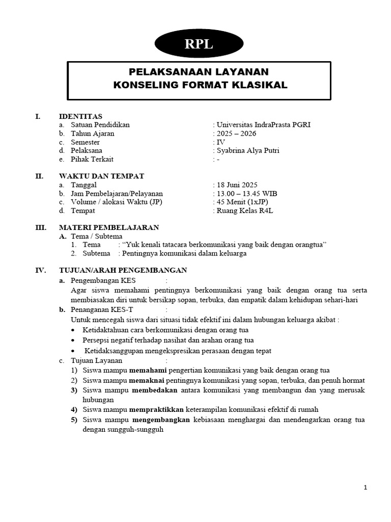 Tugas RPL Konseling Format Klasikal - Syabrina Alya Putri ...