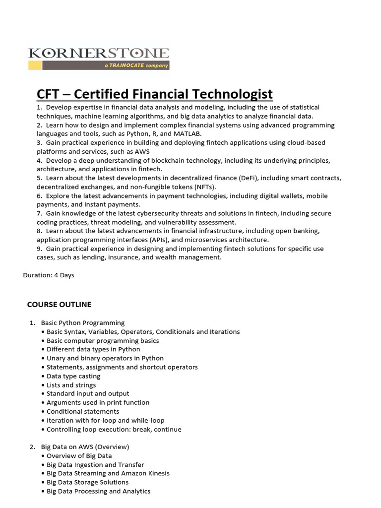 CFT Course: Financial Tech Mastery | PDF | Computer Programming ...