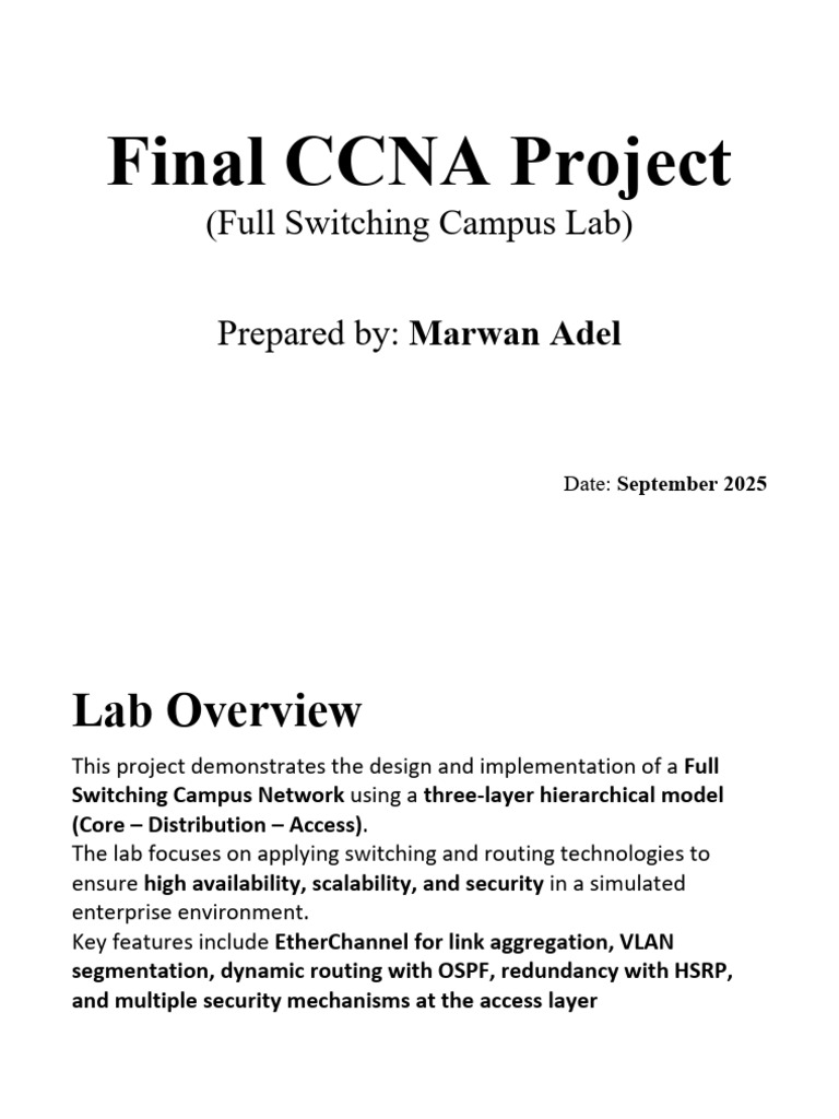 Full Switching Campus Network Lab | PDF | Ip Address | Computer Network