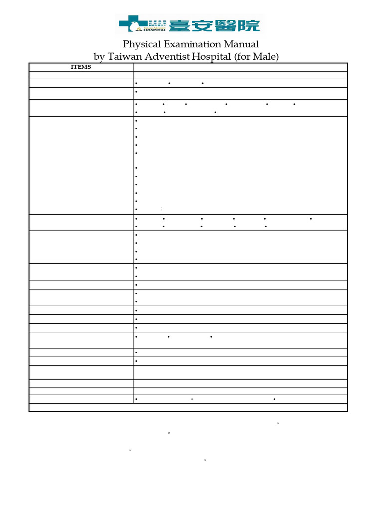 Comprehensive Physical Exam Guide | PDF | Blood | Physical Examination