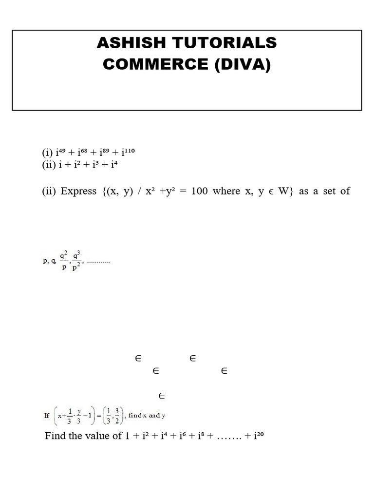 Practice Paper for 11th Commerce Math | PDF