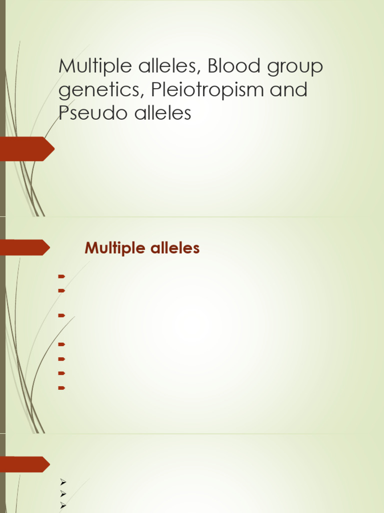 Understanding Multiple Alleles in Genetics | PDF | Allele | Dominance ...