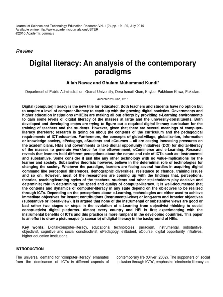Digital Literacy in Higher Education | PDF | Educational Technology ...