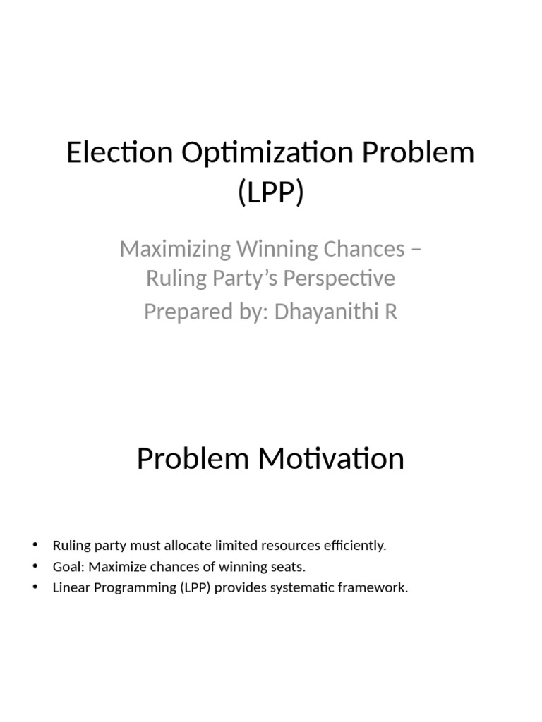 Election Optimization Crisp | PDF