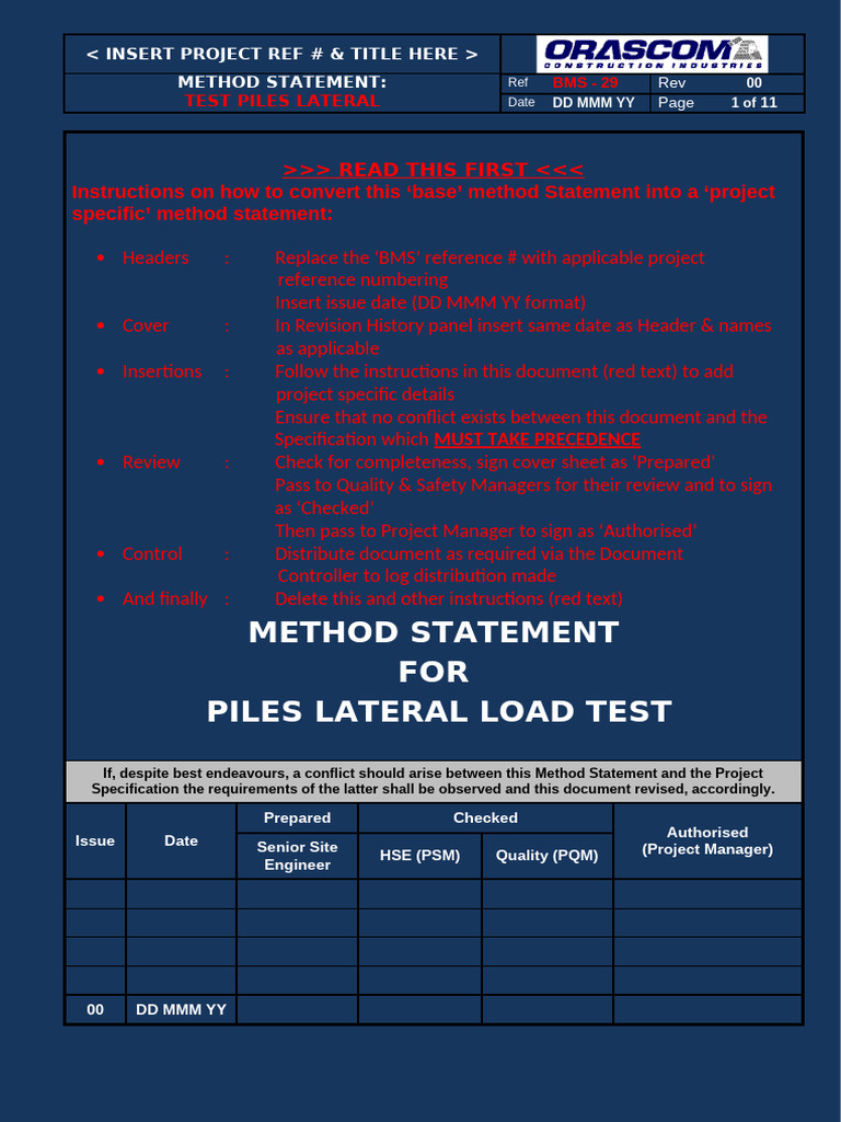 Lateral Load Test Method Statement | PDF | Risk | Beam (Structure)