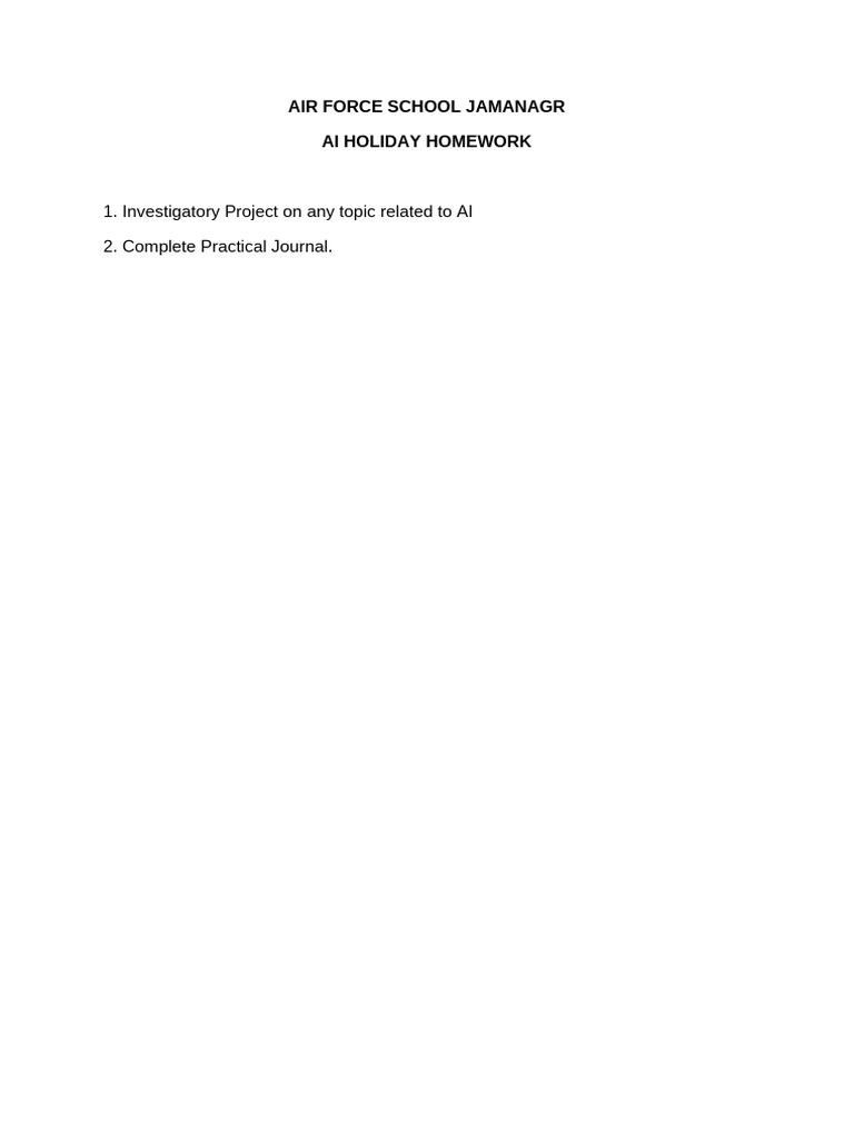 Holiday Homework | PDF