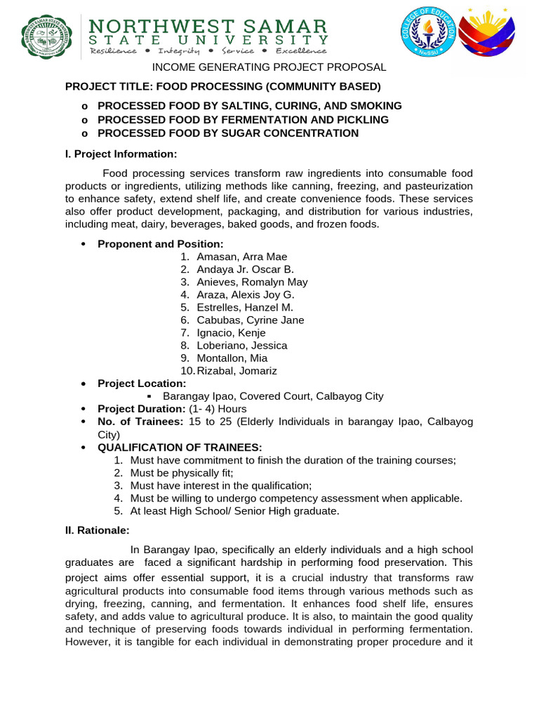 Community-Based Food Processing Training | PDF | Food Processing ...