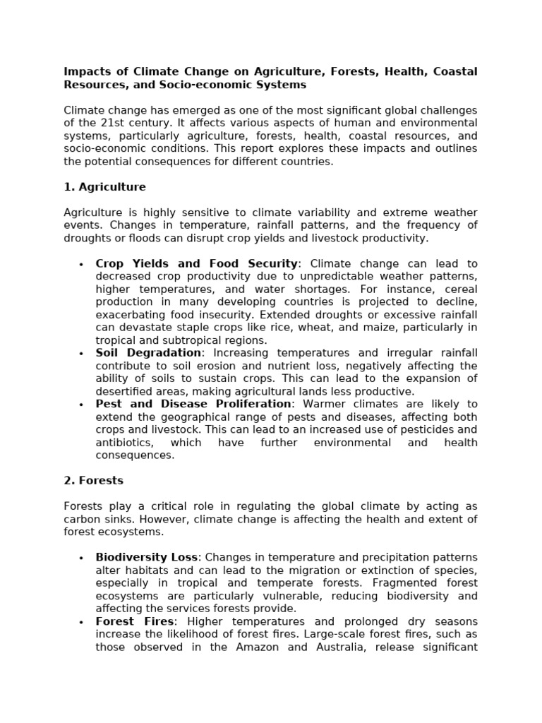 Impacts of Climate Change and Mitigation Adaptation Strategies | PDF ...