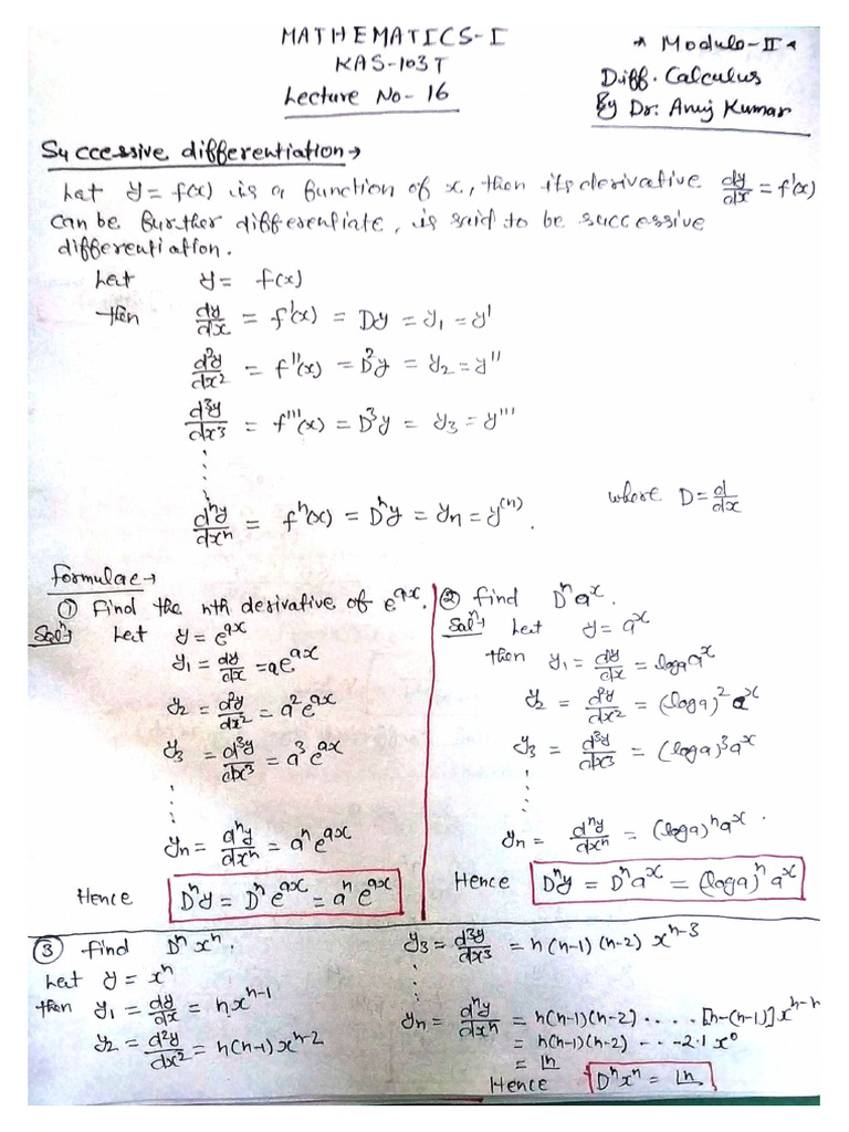 Eng. Math-1 Unit-2 Diff. Calculus-I (Dr. Anuj Kumar) | PDF