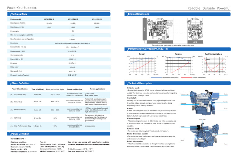 Diesel Engine Specifications and Applications | PDF | Horsepower | Piston