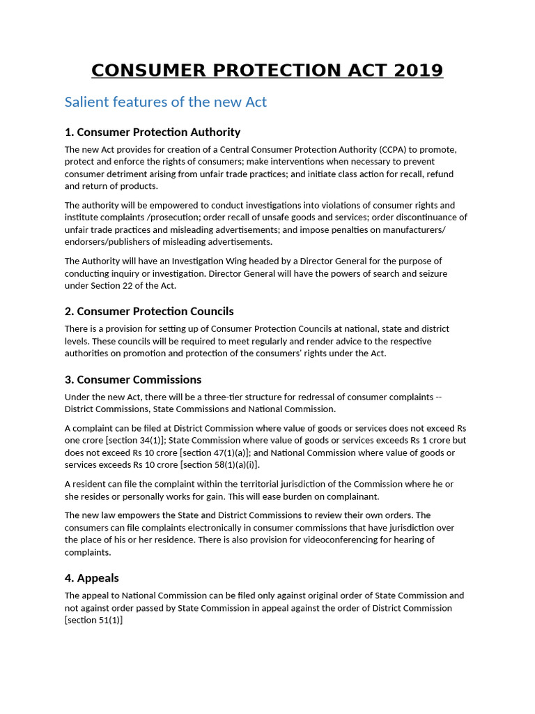 Consumer Protection Act 2019 Overview | PDF | Consumer Protection ...