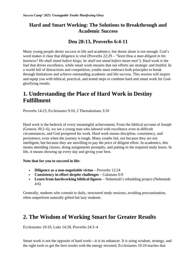 Hard and Smart Working-The Solutions To Breakthrough and Academic ...