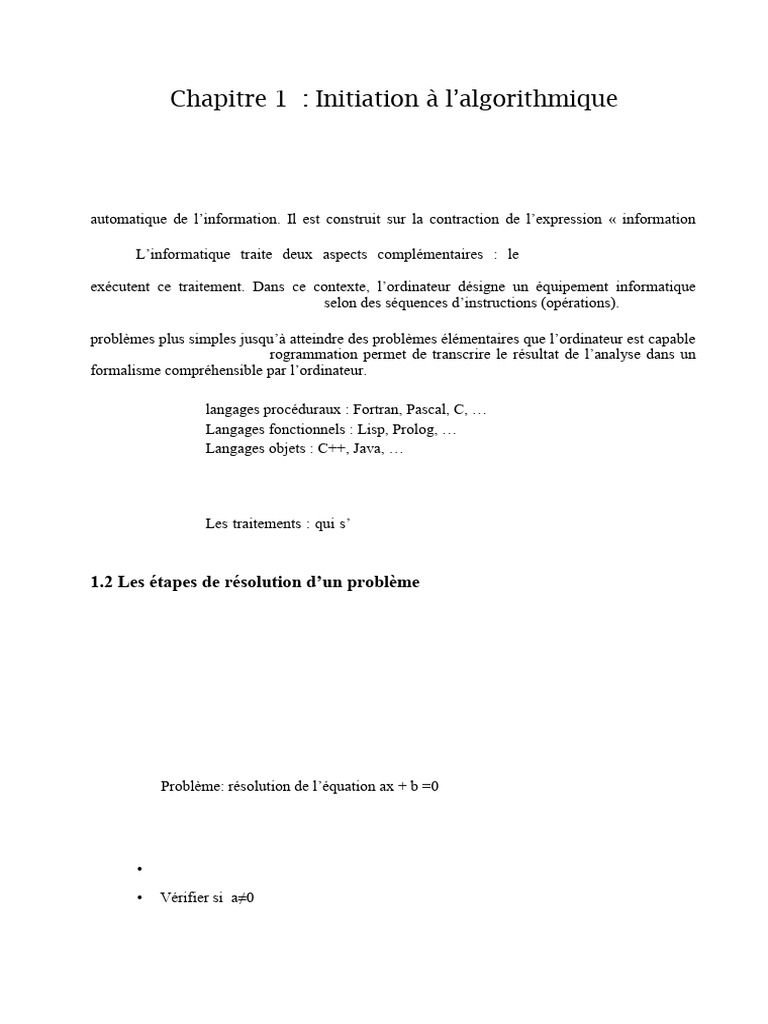 Initiation à l'algorithmique | PDF | Programme informatique | Programmation