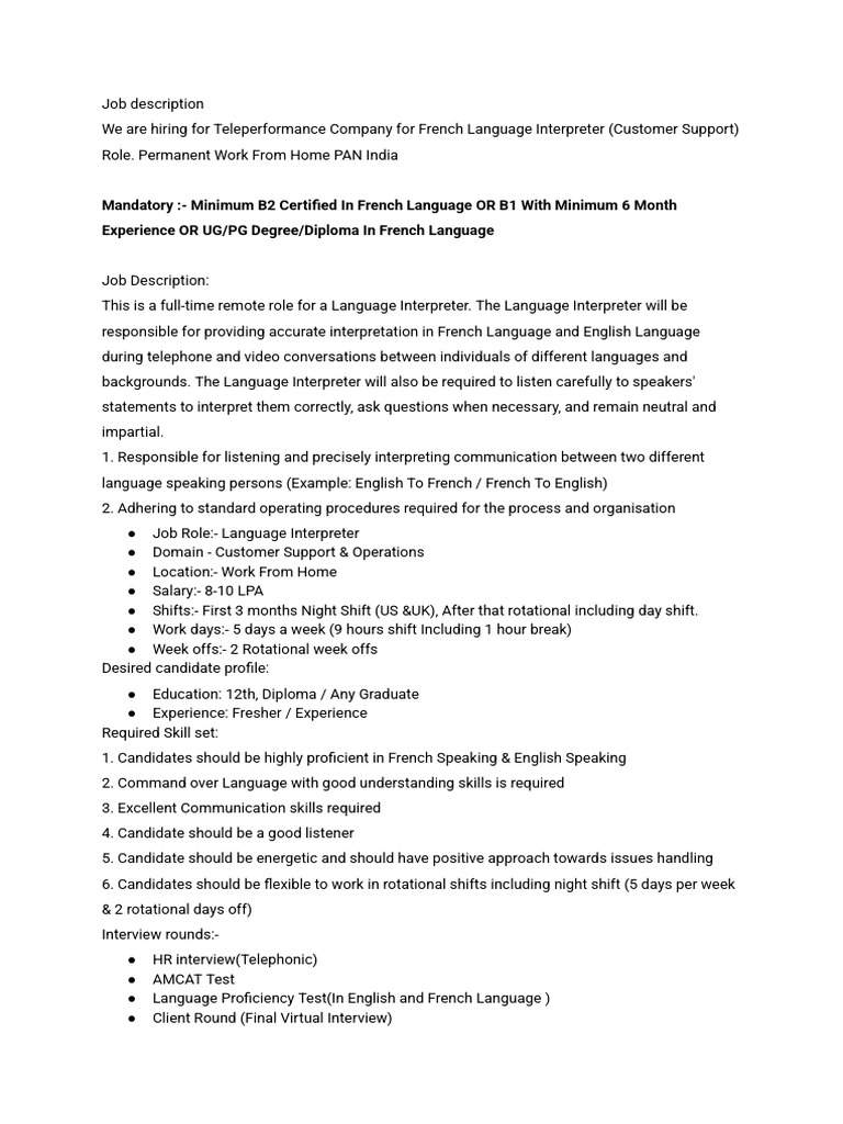 Job Description (French) | PDF