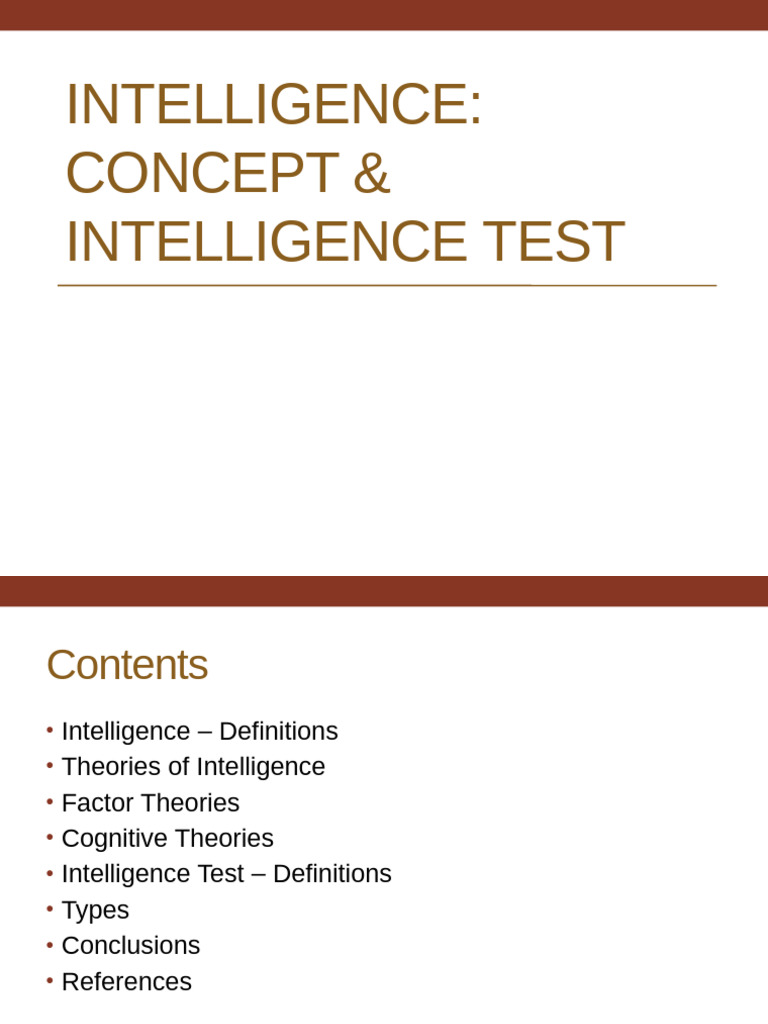 Intelligence Concept & Intelligence Test | PDF | Intelligence ...